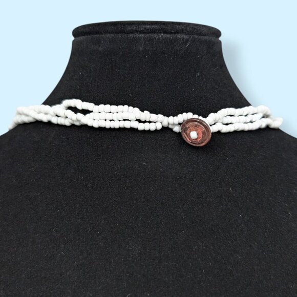 Vintage Beaded Wooden Statement Necklace - Picture 4 of 5